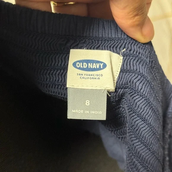 Old Navy Strapless Navy Eyelet Mini Dress | Smocked Summer Tube Dress | Size 8 - Picture 7 of 9